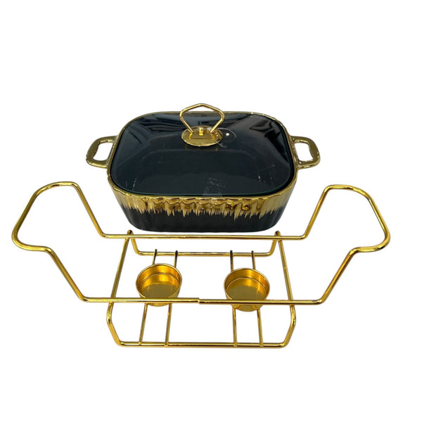 Fuente con Tapa y Calentador GOLD & BLACK
