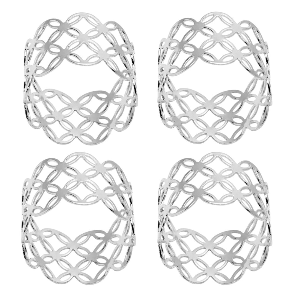 Aro de Servilleta Metalico X4 unidades PLATEADO DIAMANTES