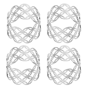 Aro de Servilleta Metalico X4 unidades PLATEADO DIAMANTES