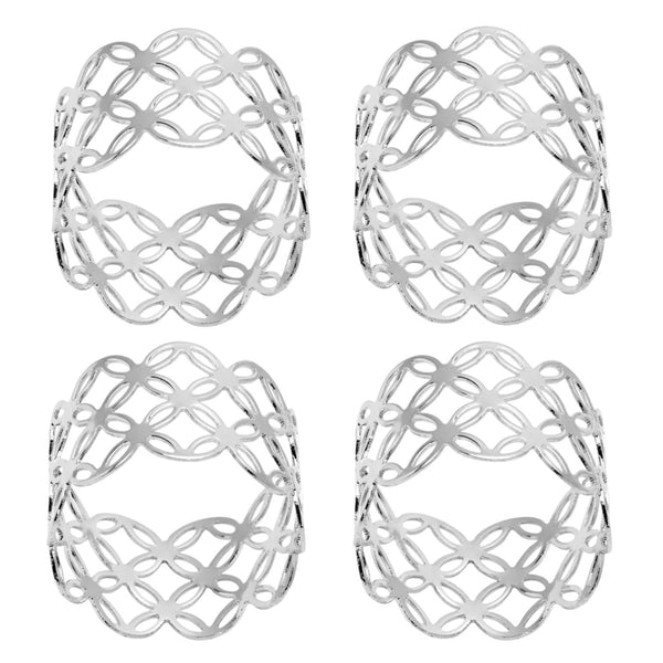 Aro de Servilleta Metalico X4 unidades PLATEADO DIAMANTES