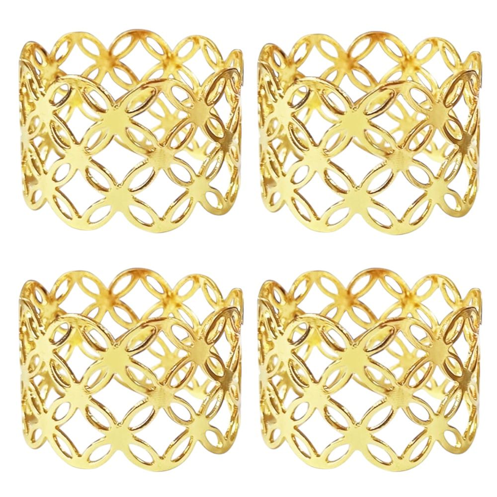 Aro de Servilleta Metalico X4 unidades DORADO DIAMANTES