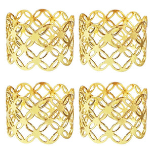 Aro de Servilleta Metalico X4 unidades DORADO DIAMANTES