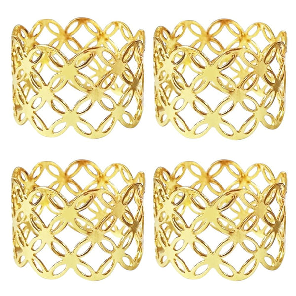 Aro de Servilleta Metalico X4 unidades DORADO DIAMANTES