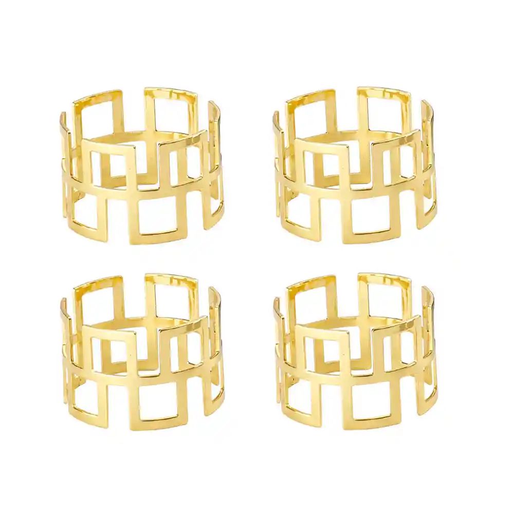 Aro de Servilleta Metalico X4 unidades DORADO CUBOS