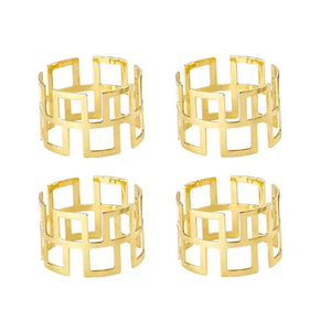 Aro de Servilleta Metalico X4 unidades DORADO CUBOS