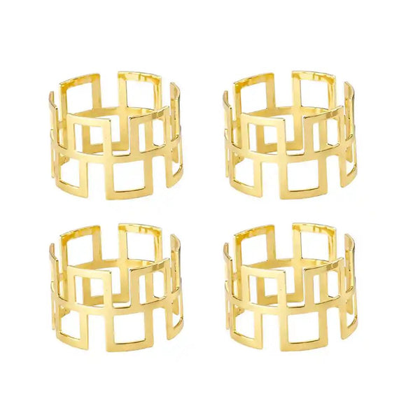 Aro de Servilleta Metalico X4 unidades DORADO CUBOS