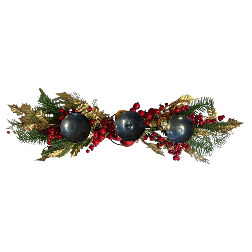 Centro de Mesa Navideño para 3 Velones 80cm.