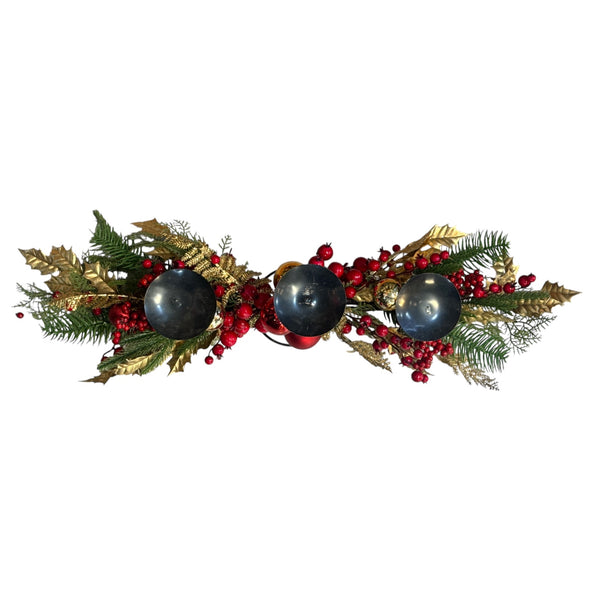 Centro de Mesa Navideño para 3 Velones 80cm.