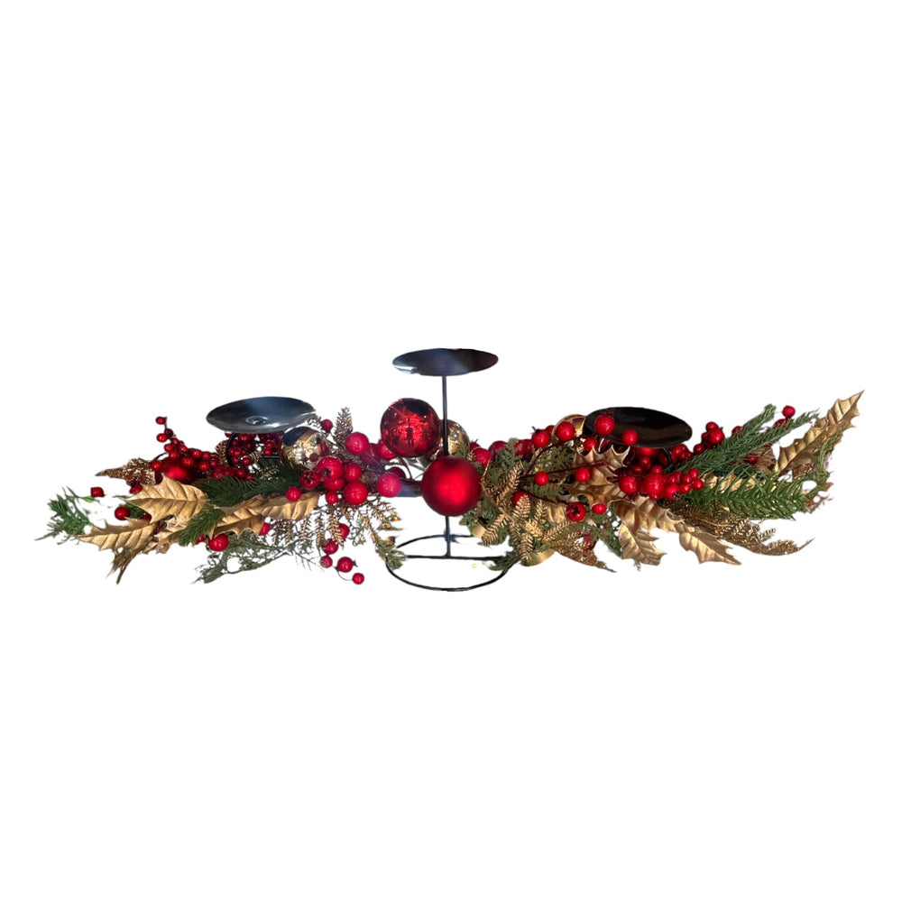 Centro de Mesa Navideño para 3 Velones 80cm.