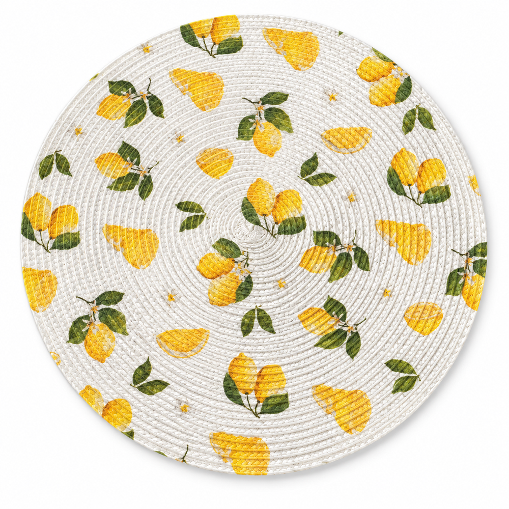 Set x6 Individuales Redondos LIMONES CREMA