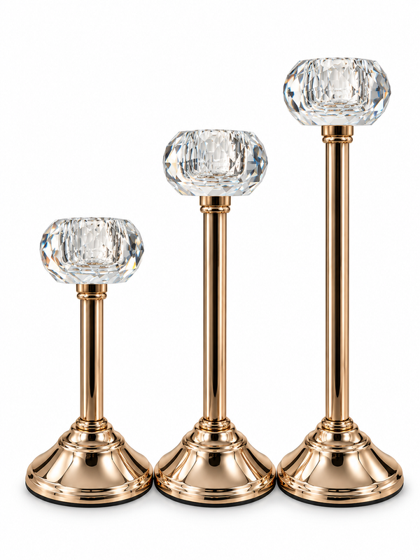 Set de 3 Candelabros Dorados