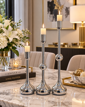 Set de 3 Candelabros Plateados