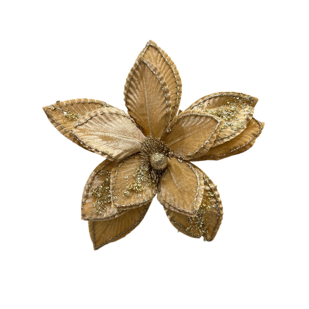 Flor de Terciopelo Mediana DORADA 15CM