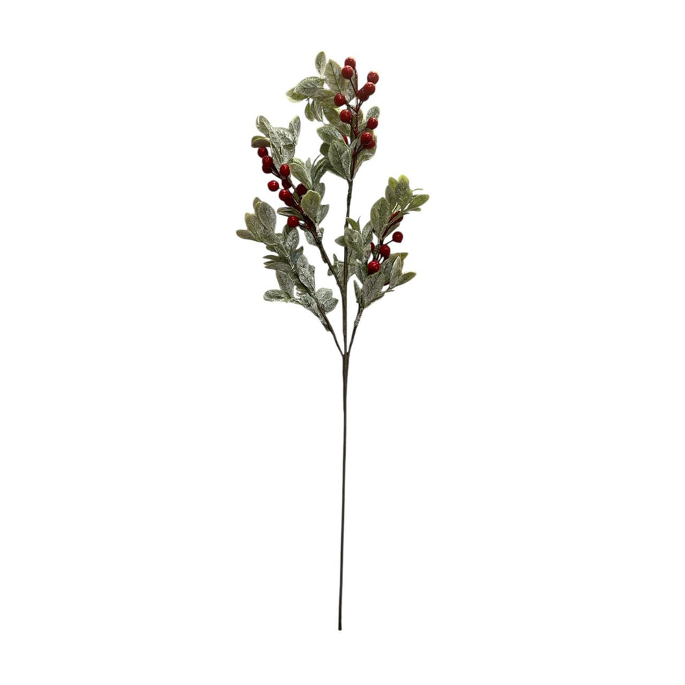 Espiga Hojas Verdes y Bayas Rojas 50CM