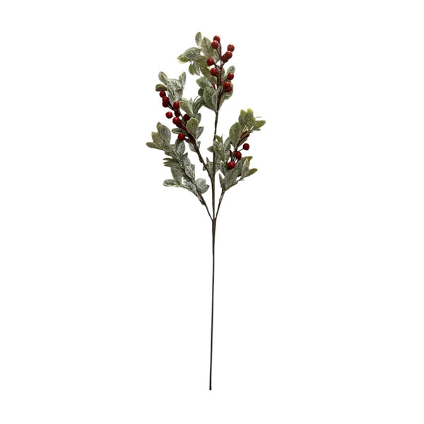 Espiga Hojas Verdes y Bayas Rojas 50CM