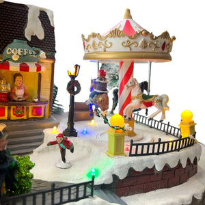 Villa Navideña Carrusel y Tienda con Luces