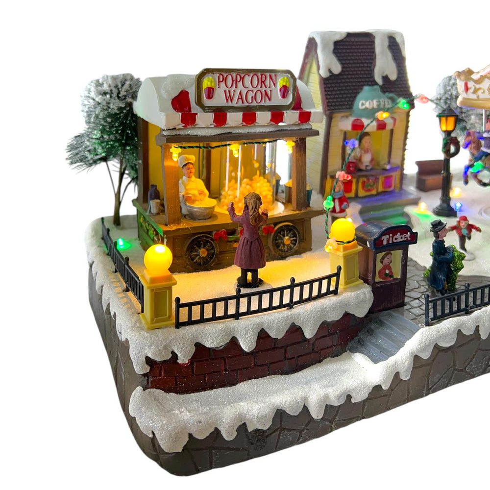 Villa Navideña Carrusel y Tienda con Luces