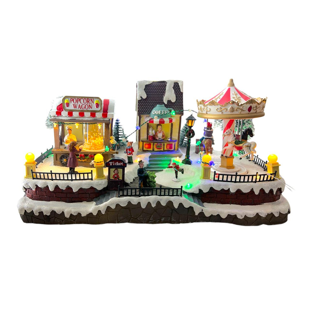 Villa Navideña Carrusel y Tienda con Luces
