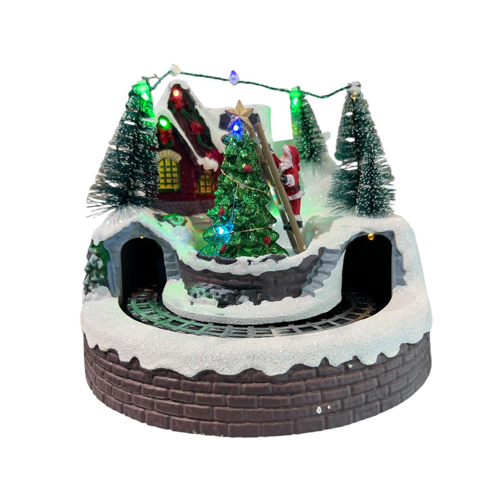Villa Navideña Árbol y Tren Con luces