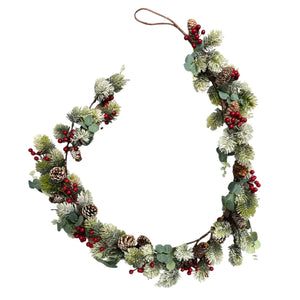 Rama Nevada Bayas Rojas y Piñas 165 CM