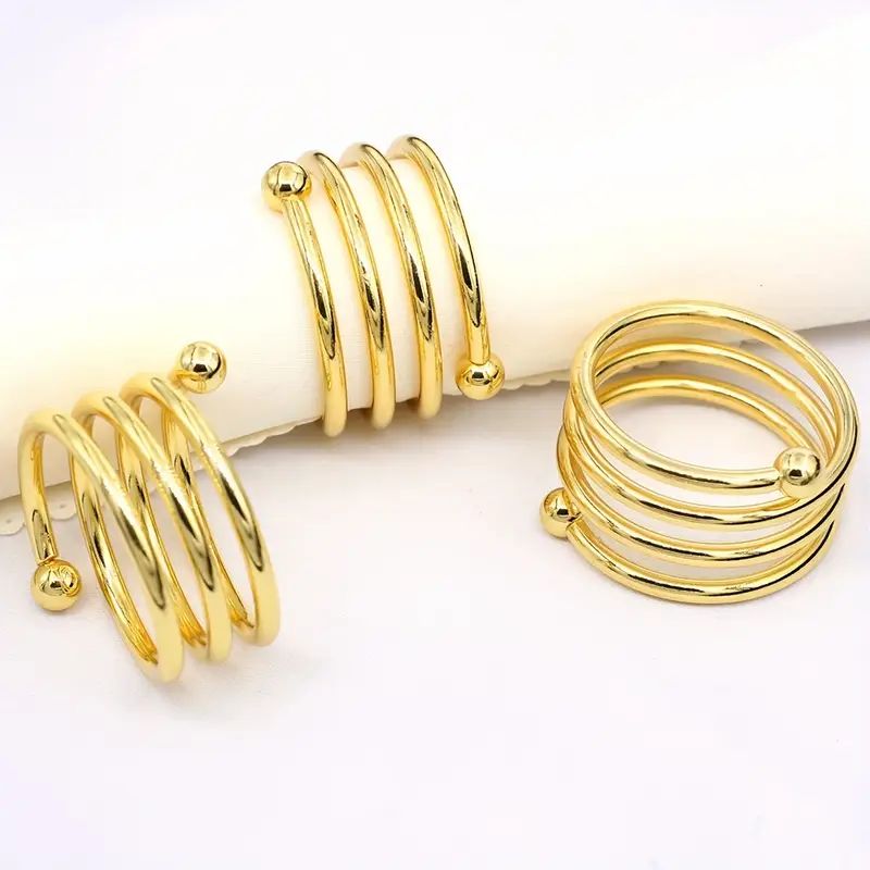Aro de Servilleta Metalico X4 unidades DORADO ESPIRAL