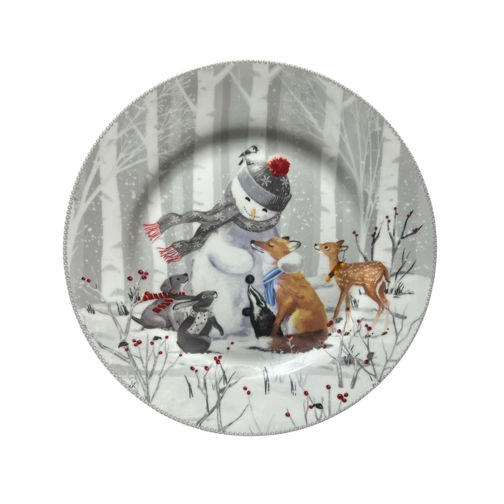 Set x 2 Platos Navideño Muñeco de Nieve
