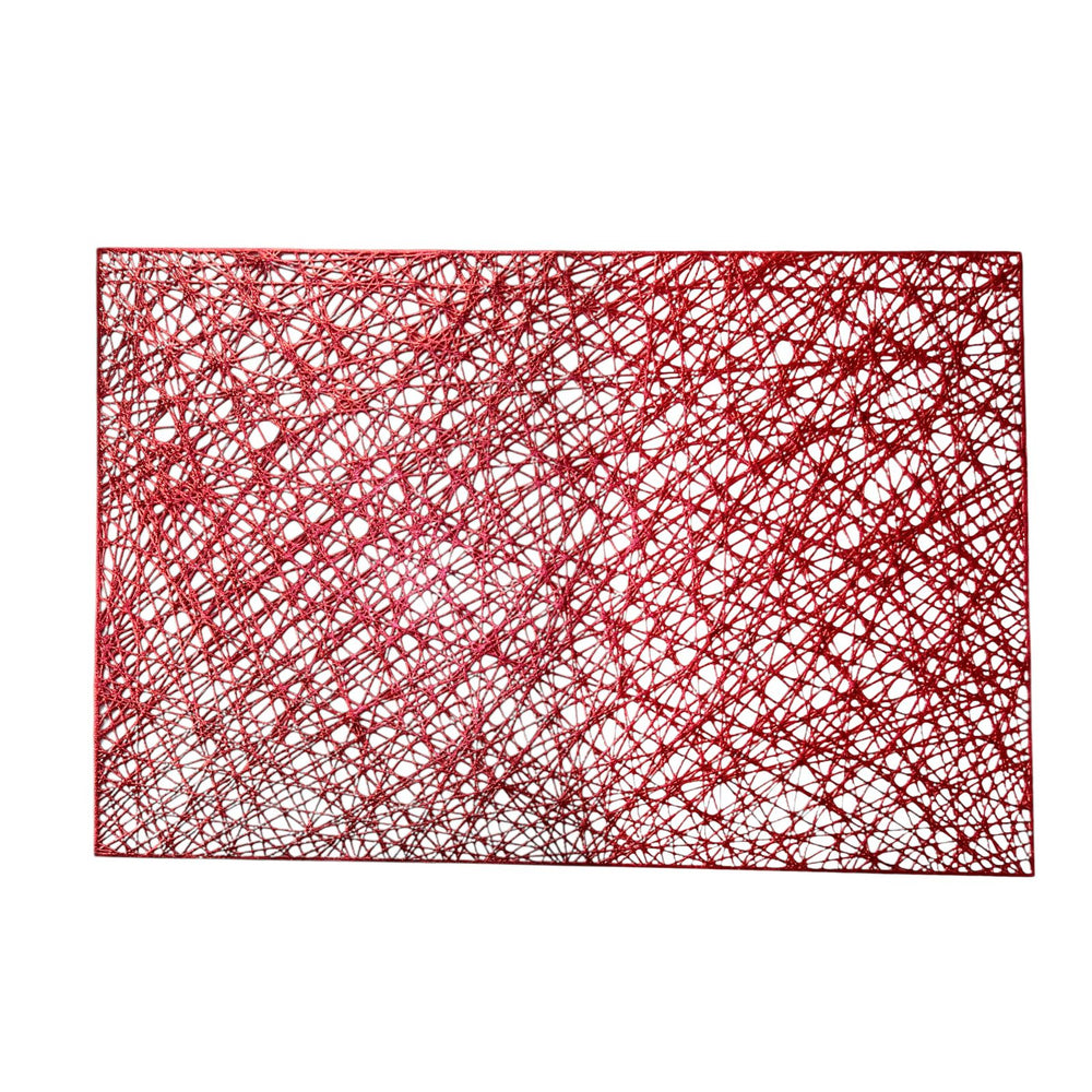 Set x6 Individuales Rectangulares Rojos ROSA NAVIDEÑA