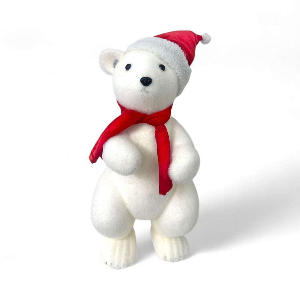 Oso Navideño Grande Blanco Gorro Rojo 20x26x63cm