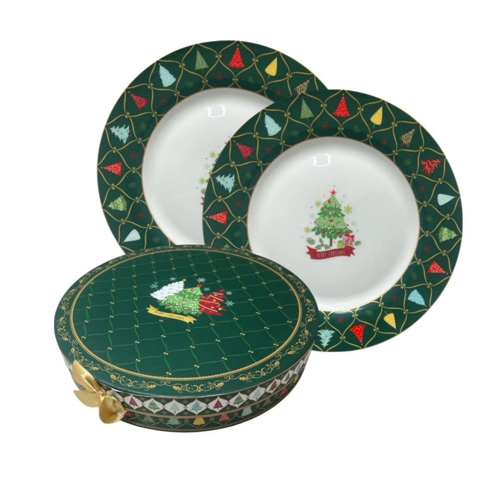 Set de Platos Pequeños X2 Pinitos Navideños