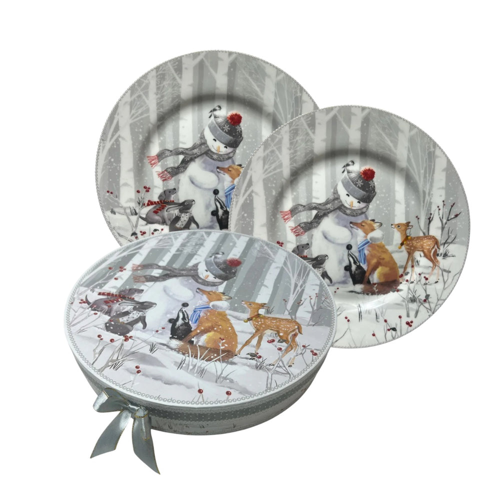 Set de Platos Pequeños X2 Muñeco de Nieve