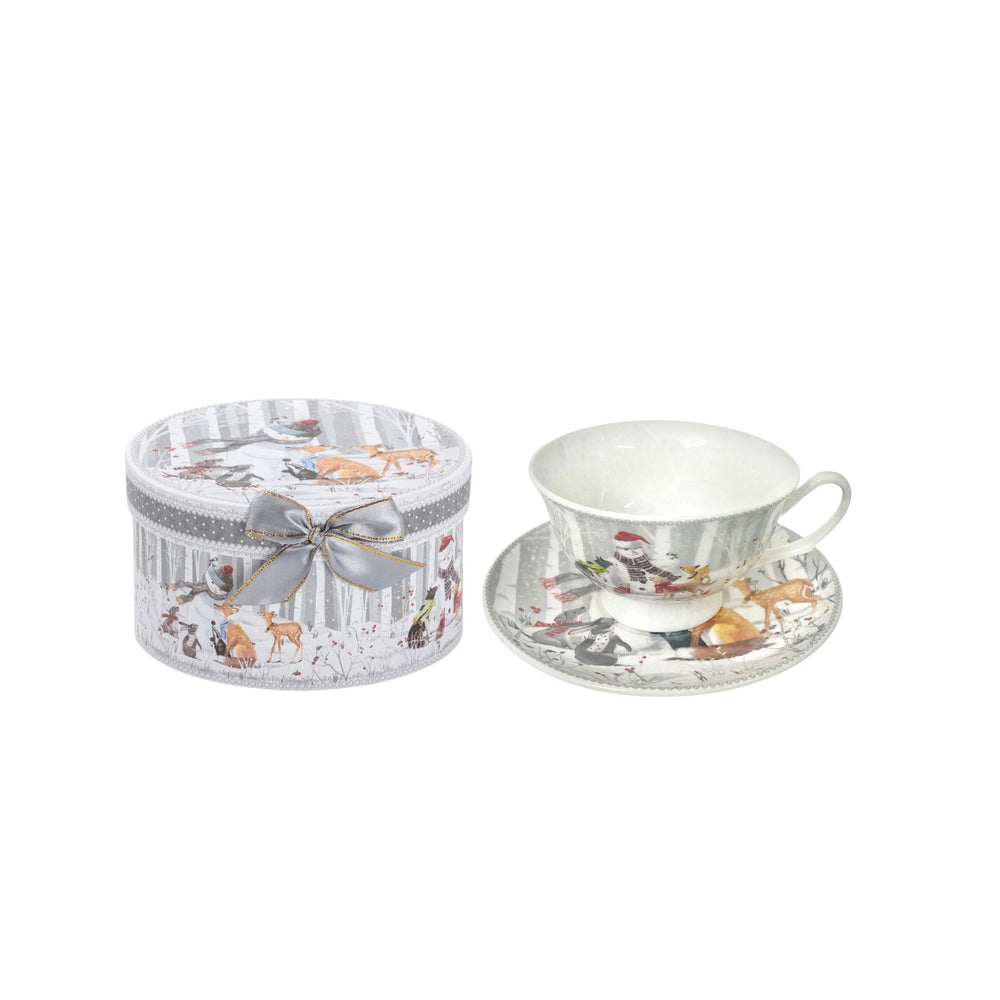 Taza con Plato Muñeco de Nieve