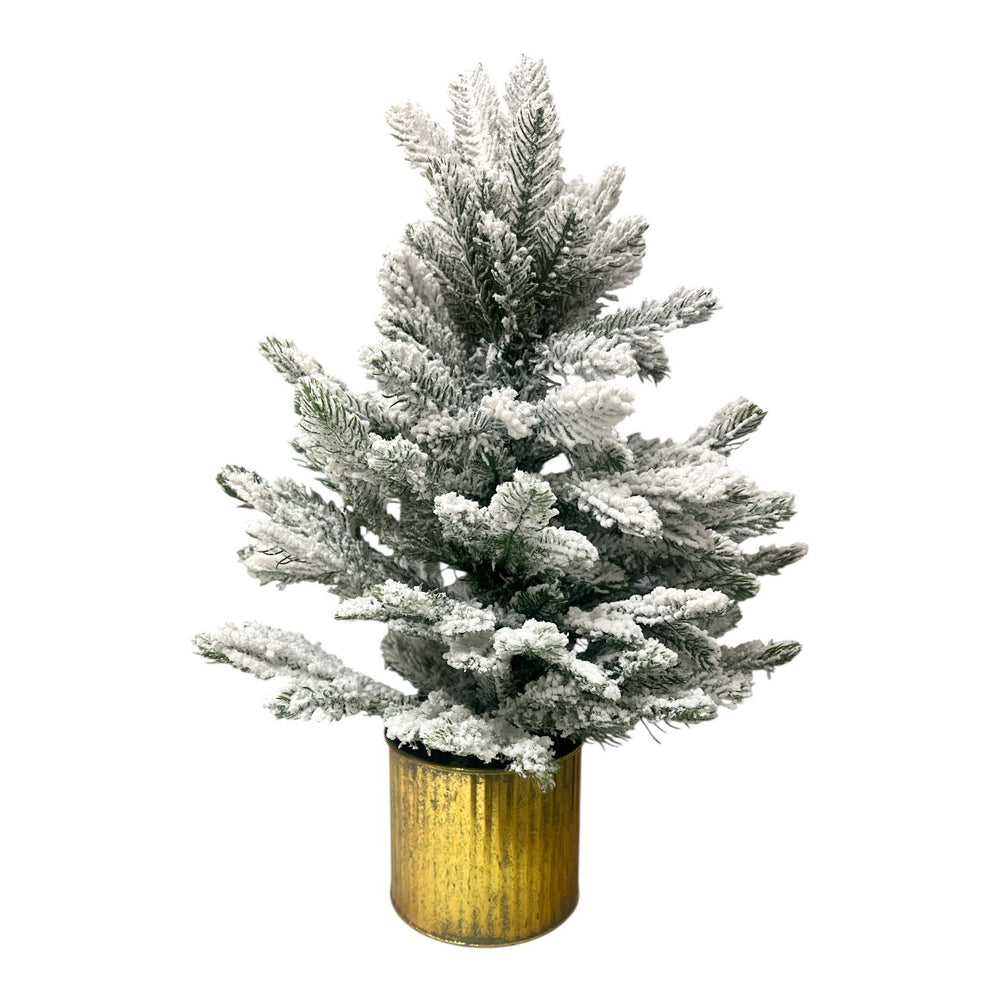 Árbol Nevado Base Dorada 60cm