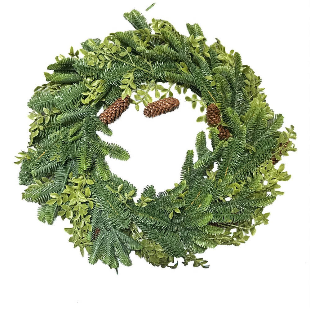 Corona Verde con Piñas 50cm