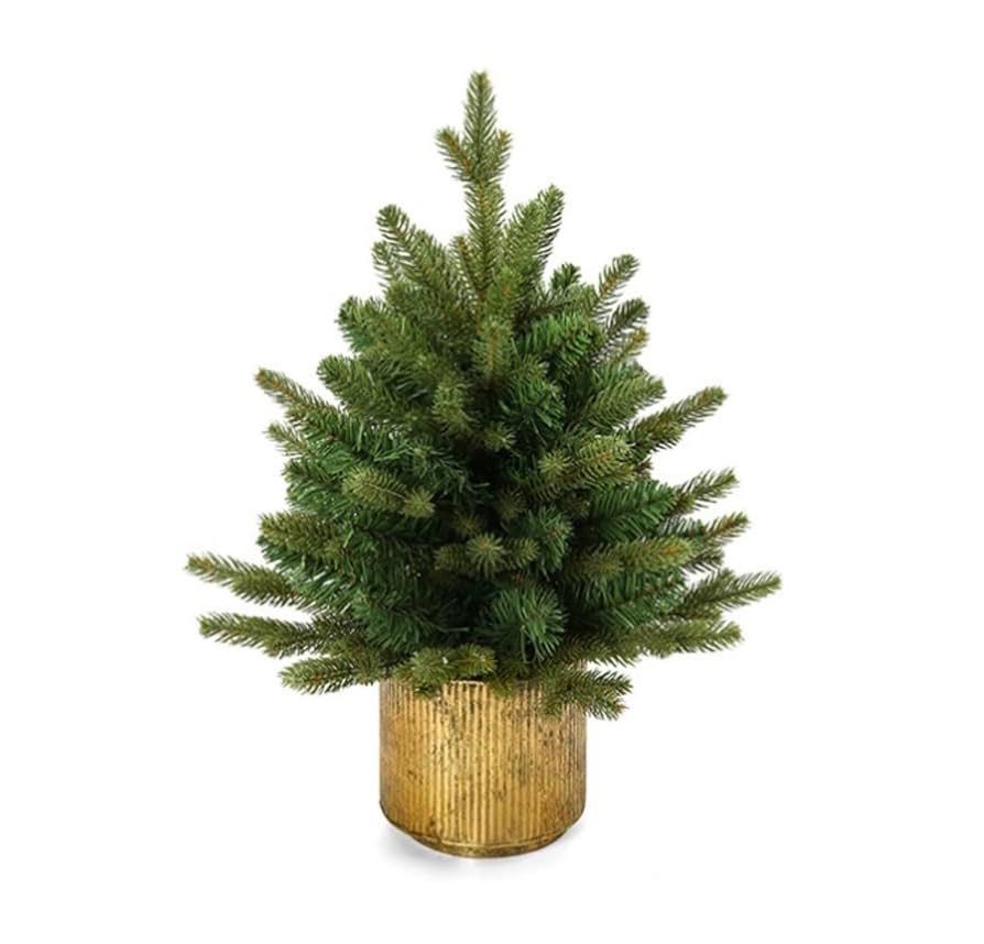 Árbol Verde Frondoso Base Dorada 45cm
