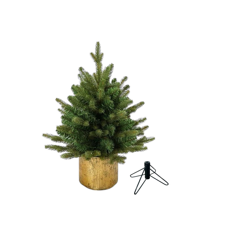 Árbol Verde Frondoso Base Dorada 45cm