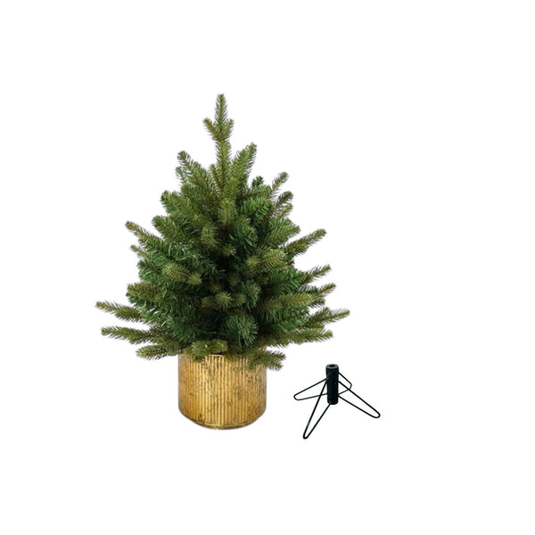 Árbol Verde Frondoso Base Dorada 45cm