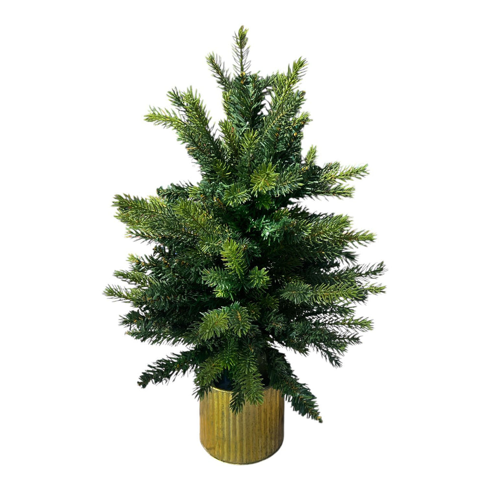 Árbol Verde Frondoso Base Dorada 60cm