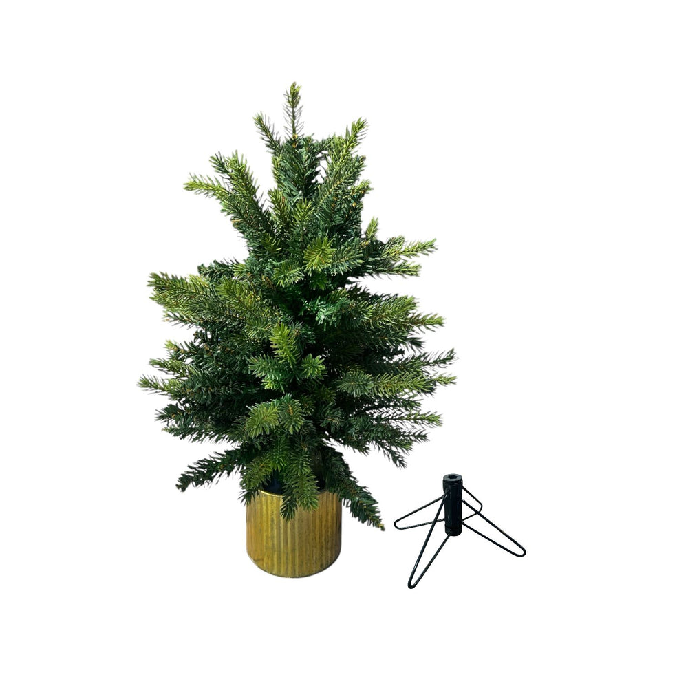 Árbol Verde Frondoso Base Dorada 60cm