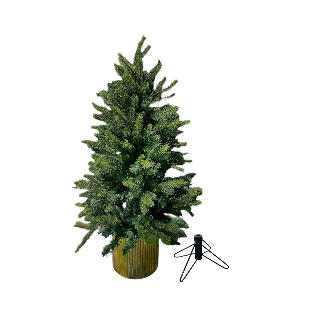 Árbol Verde Frondoso Base Dorada 90cm
