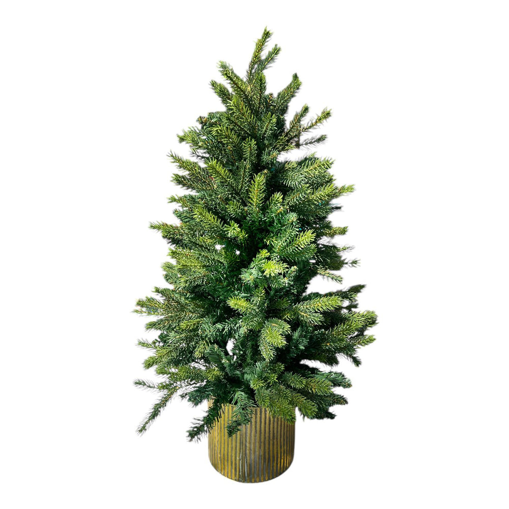 Árbol Verde Frondoso Base Dorada 90cm