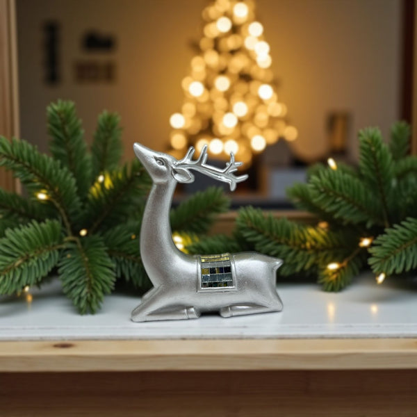 Adorno Reno Rumiante PLATEADO