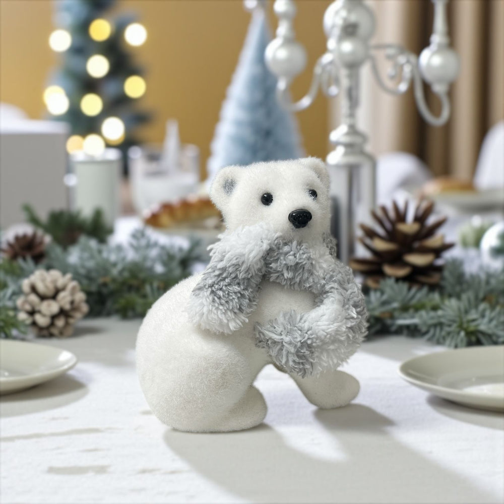 Oso Navideño Blanco Pequeño con Chalina