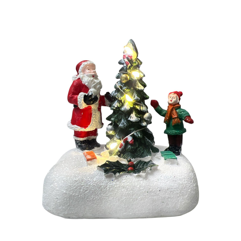 Mini Adorno Papá Noel y Niño con Luz
