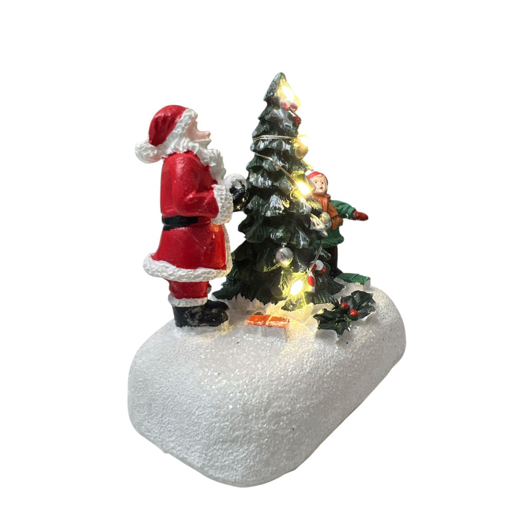 Mini Adorno Papá Noel y Niño con Luz