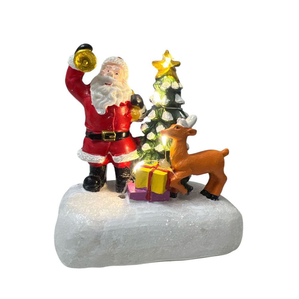 Mini Adorno Papá Noel y Reno con LUZ