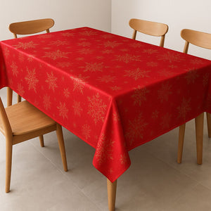 Mantel Navideño Rojo Copos de Nieve 200x150cm