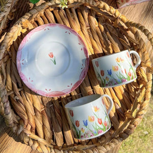 Taza de Té con plato 2 Unidades TULIPANES COLLECTION