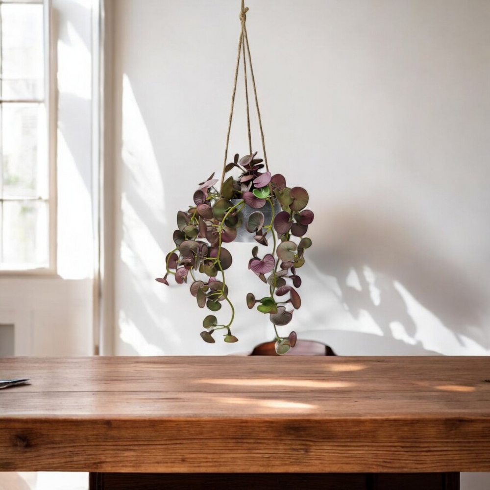 Planta Corazones Colgante Artificial VERDE/MORADO