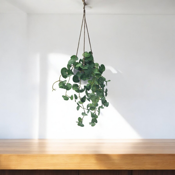 Planta Corazones Colgante Artificial  VERDE/BLANCO