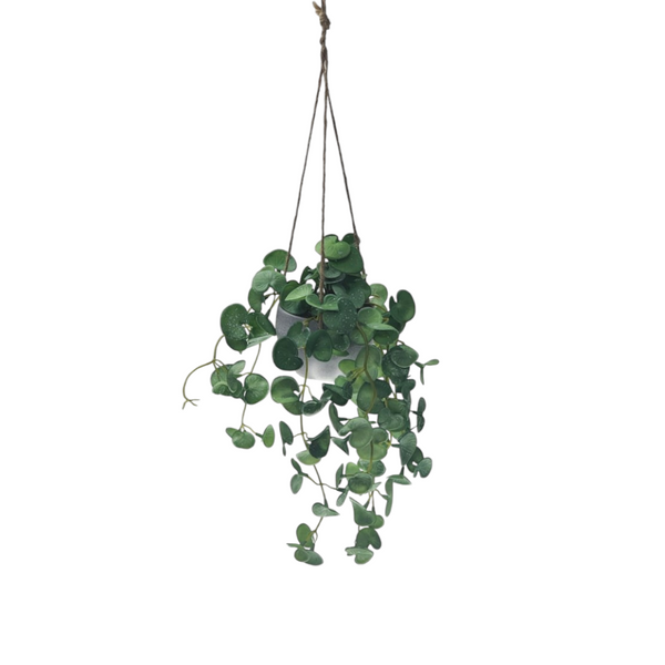 Planta Corazones Colgante Artificial  VERDE/BLANCO